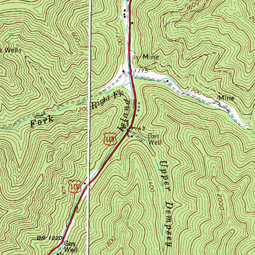 Topographic Map of Upper Dempsey Branch, WV