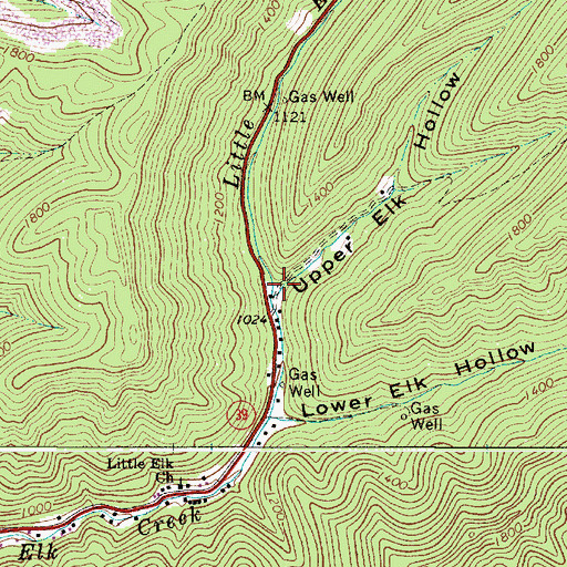 Topographic Map of Upper Elk Hollow, WV