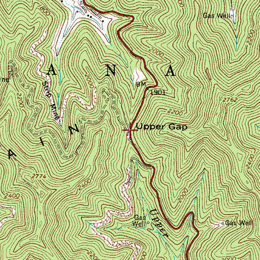 Topographic Map of Upper Gap, WV
