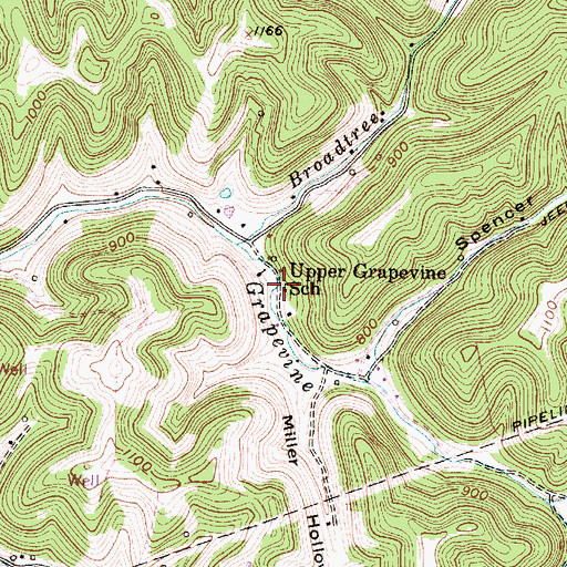 Topographic Map of Upper Grapevine School (historical), WV