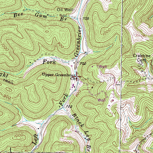 Topographic Map of Upper Greenbrier Church, WV
