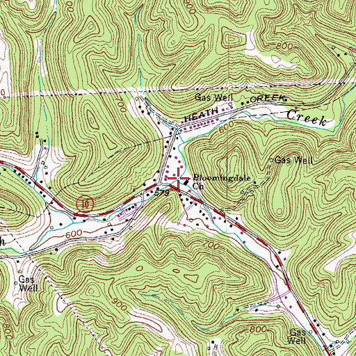 Topographic Map of Upper Heath Creek, WV