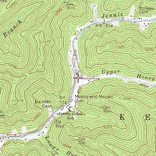 Topographic Map of Upper Honey Branch, WV