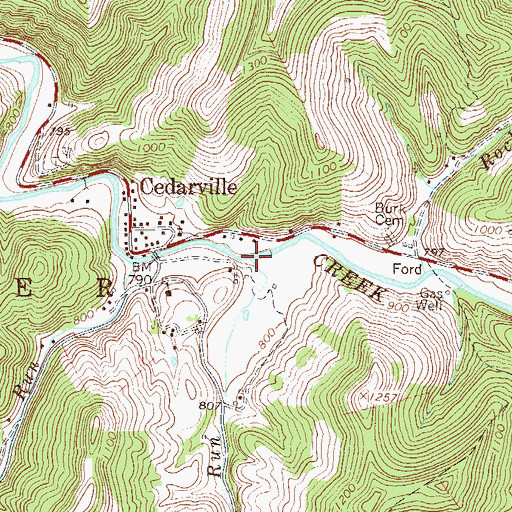 Topographic Map of Upper Level Run, WV