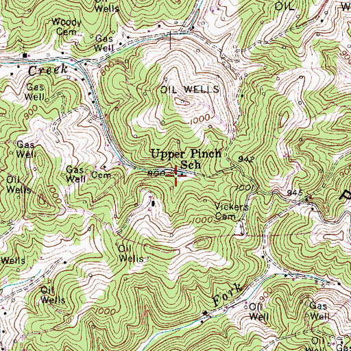 Topographic Map of Upper Pinch School (historical), WV