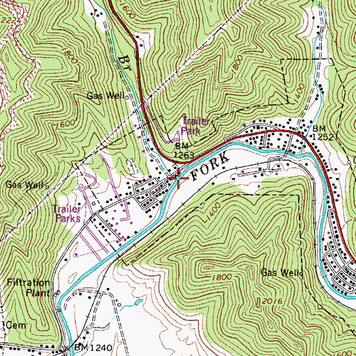 Topographic Map of Upper Road Branch, WV
