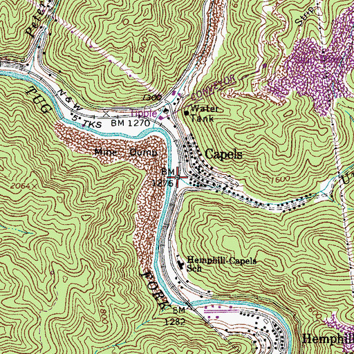 Topographic Map of Upper Shannon Branch, WV