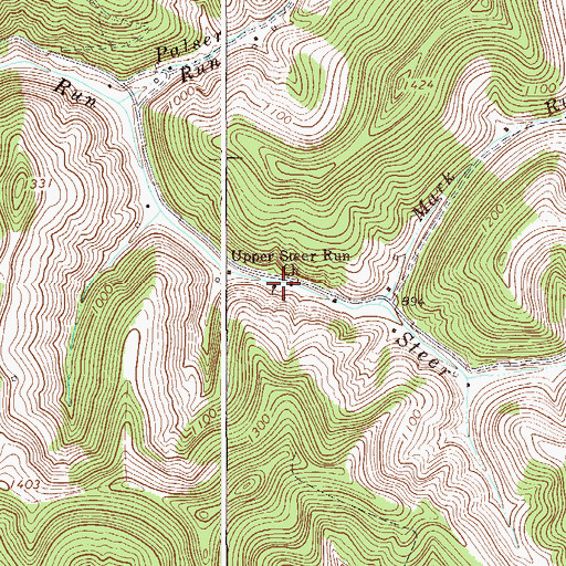 Topographic Map of Upper Steer Run Church, WV