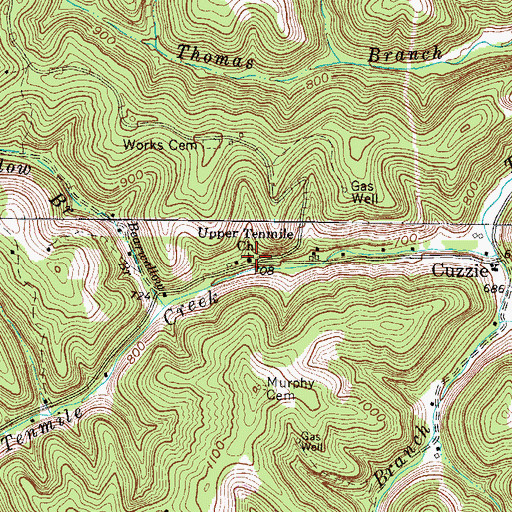 Topographic Map of Upper Tenmile Church, WV