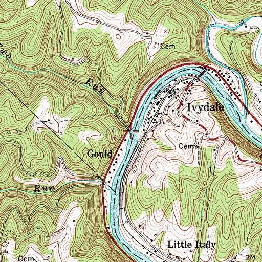 Topographic Map of Upper Two Run, WV