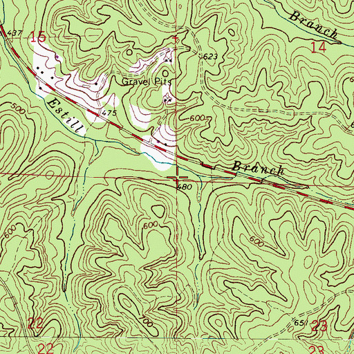 Topographic Map of Dug Hill Gas Field, AL