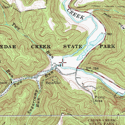 Topographic Map of Upper Two Run, WV
