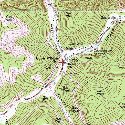 Topographic Map of Upper Witcher School (historical), WV