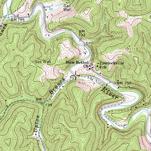 Topographic Map of Upton Branch, WV
