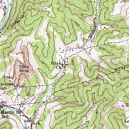 Topographic Map of Utah Church, WV