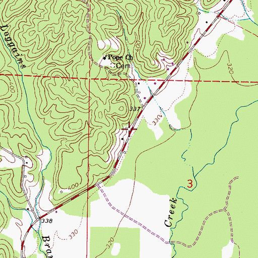 Topographic Map of Beaverton Gas Field, AL