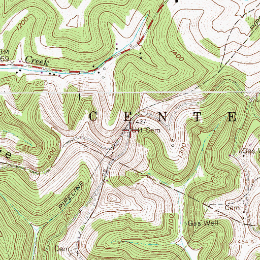Topographic Map of Utt Cemetery, WV