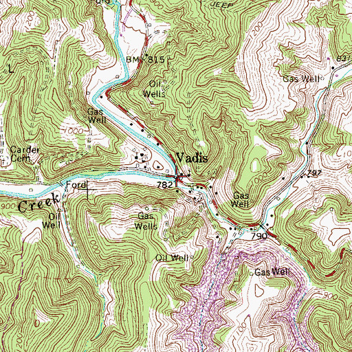 Topographic Map of Vadis, WV