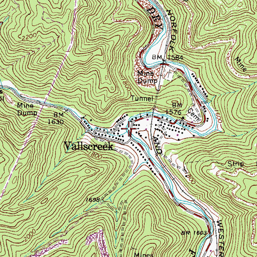 Topographic Map of Vall Creek, WV