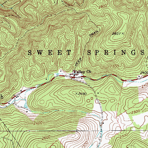 Topographic Map of Valley Church, WV