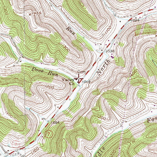 Topographic Map of Valley Chapel United Methodist Church, WV