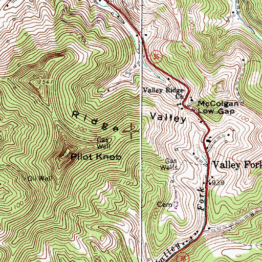 Topographic Map of Valley Ridge, WV