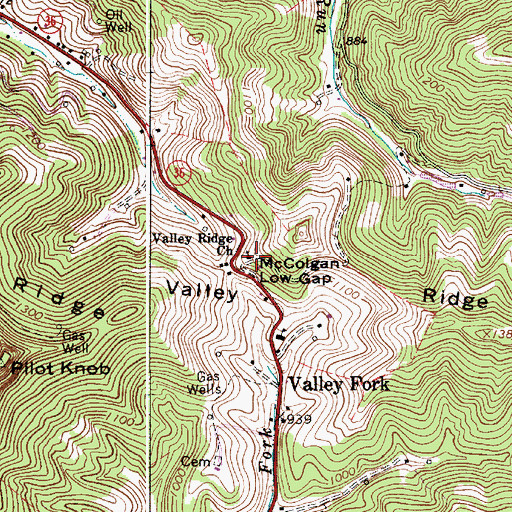 Topographic Map of Valley Ridge United Methodist Church, WV