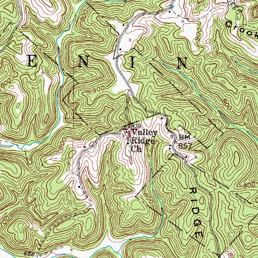 Topographic Map of Valley Ridge Church, WV