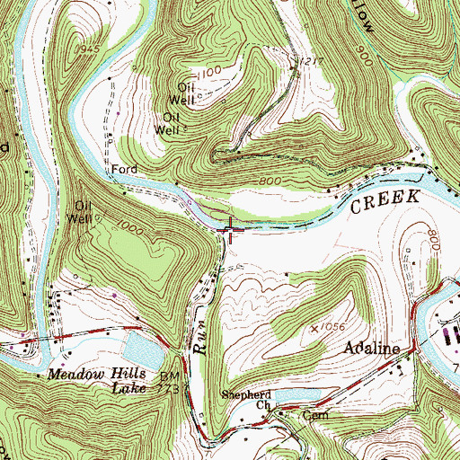 Topographic Map of Valley Run, WV