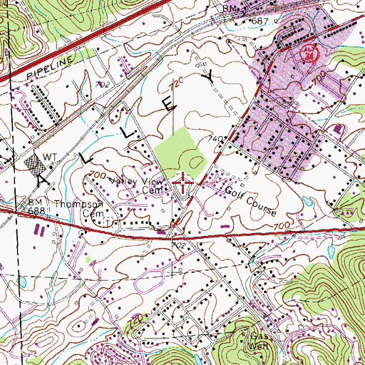 Topographic Map of Valley View Cemetery, WV