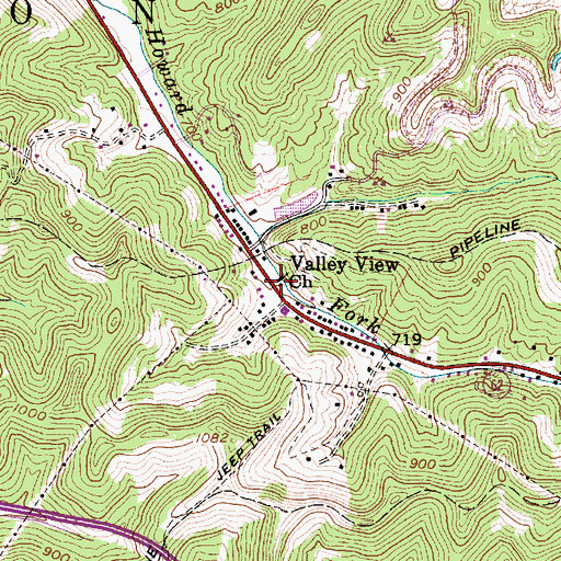 Topographic Map of Valley View Church, WV