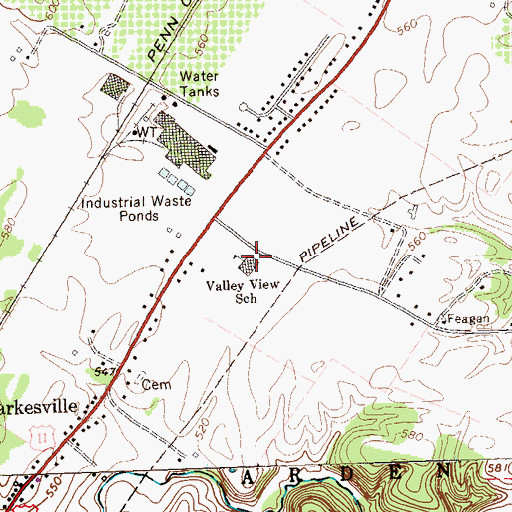 Topographic Map of Valley View Elementary School, WV