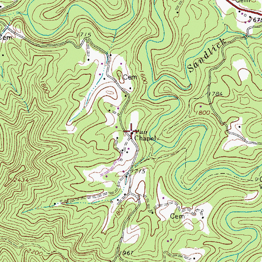 Topographic Map of Van Chapel, WV