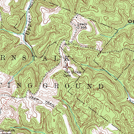 Topographic Map of Van Sickle Cemetery, WV