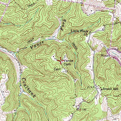 Topographic Map of Vance Cemetery, WV