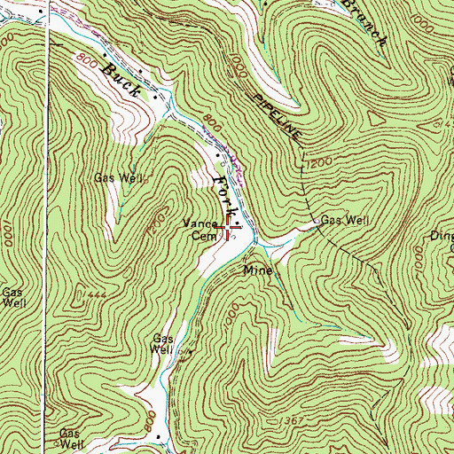 Topographic Map of Vance Cemetery, WV