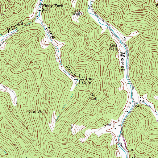 Topographic Map of Vance Cemetery, WV