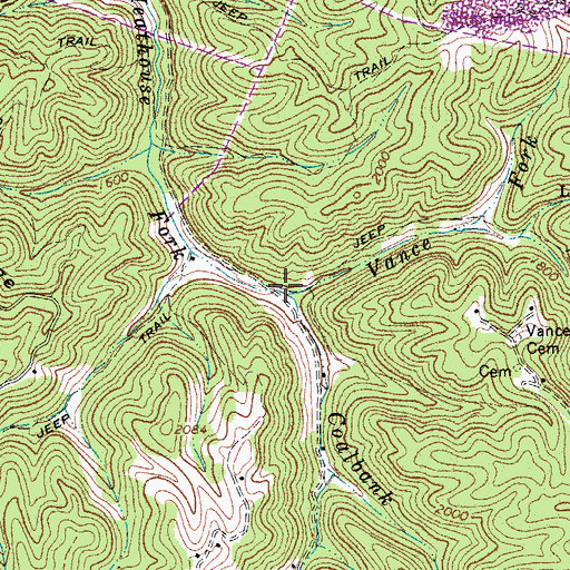 Topographic Map of Vance Fork, WV