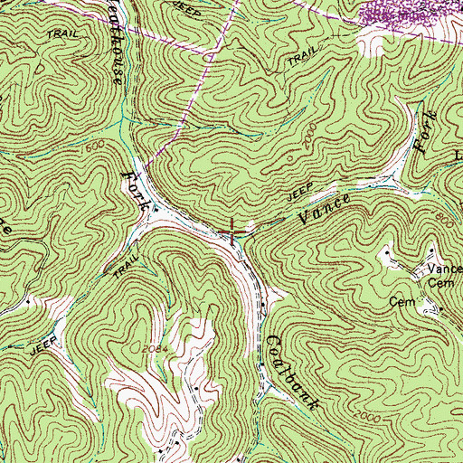 Topographic Map of Vance Fork, WV