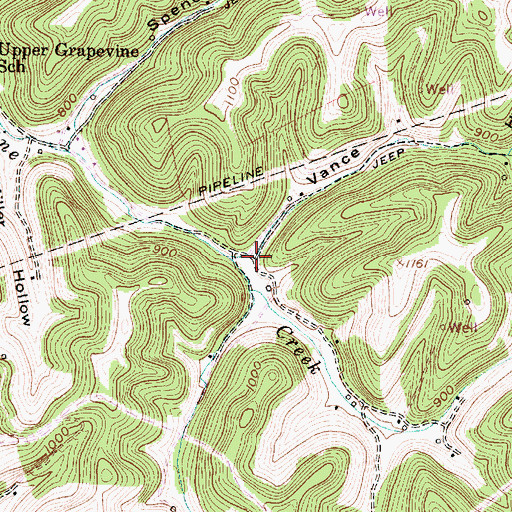 Topographic Map of Vance Hollow, WV