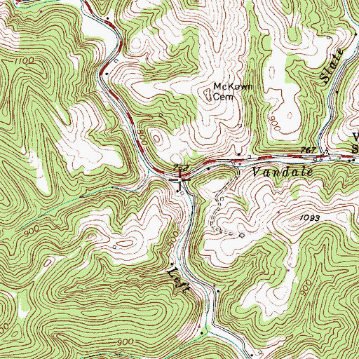 Topographic Map of Vandale Fork, WV