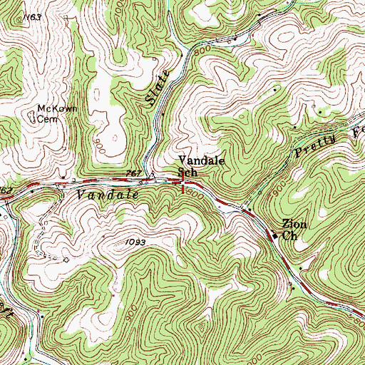 Topographic Map of Vandale School (historical), WV
