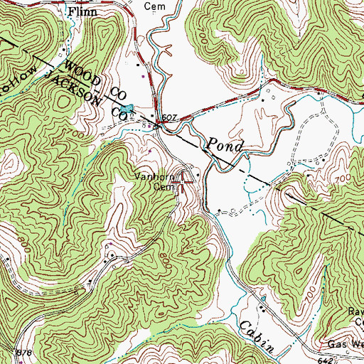 Topographic Map of Vanhorn Cemetery, WV