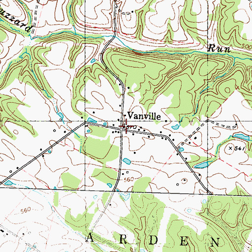 Topographic Map of Vanville, WV