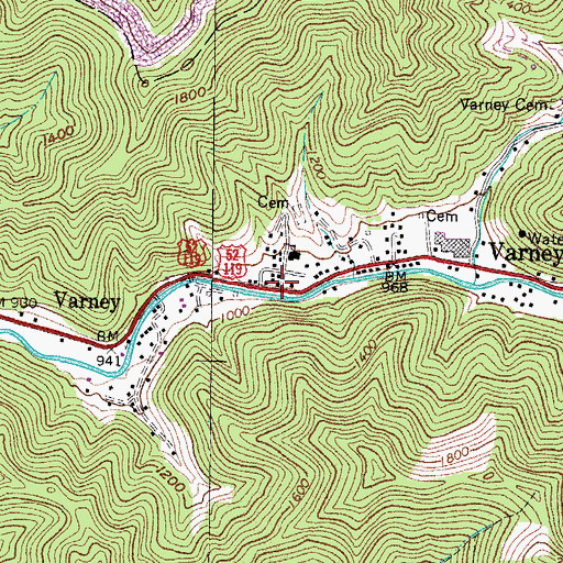 Topographic Map of Varney, WV