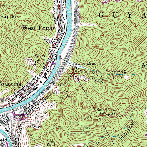 Topographic Map of Varney Branch Church, WV