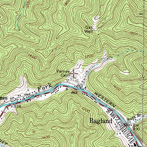 Topographic Map of Varney Cemetery, WV
