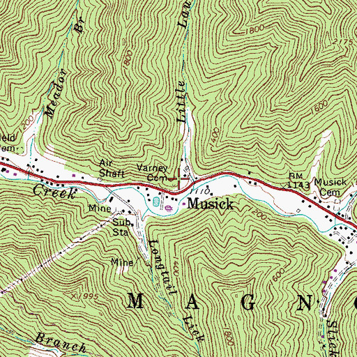 Topographic Map of Varney Cemetery, WV