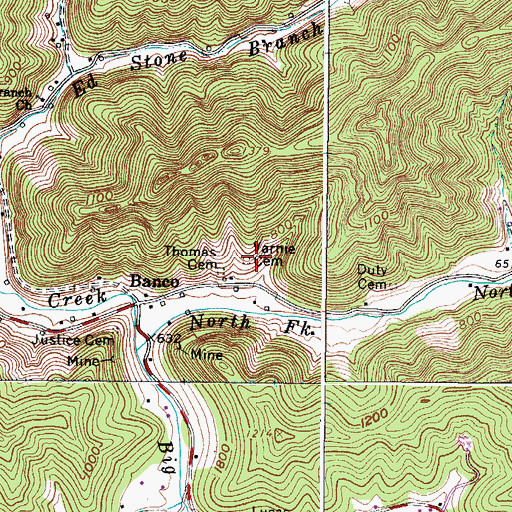 Topographic Map of Varnie Cemetery, WV