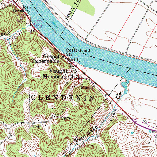 Topographic Map of Vaught Memorial Church, WV